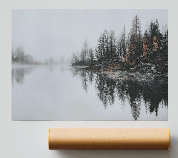 Golden Foggy Reflections Print