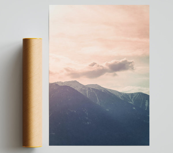 Pink Sky Silhouette Mountains Giclee Print