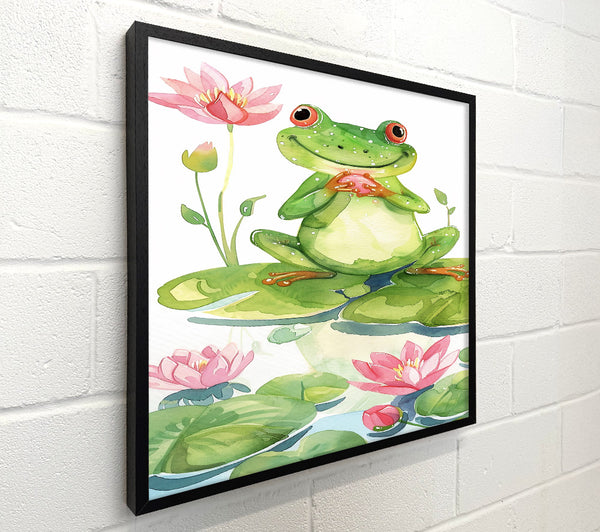 Green Frog And Lily Pads
