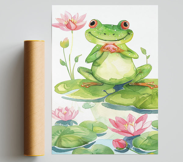 Green Frog And Lily Pads Giclee Print