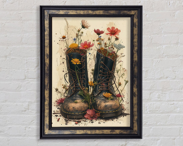Flower Boots Framed Print