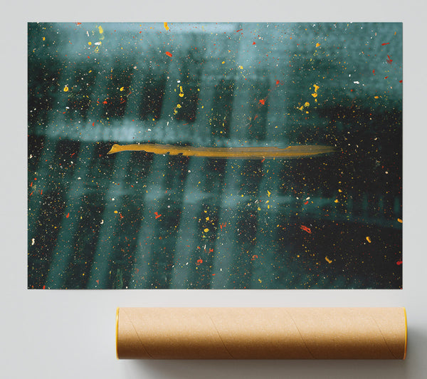 Teal Splashes And Gold Giclee Print