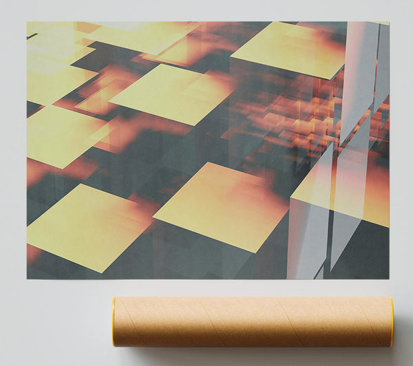 Golden Cubic Reflections Print