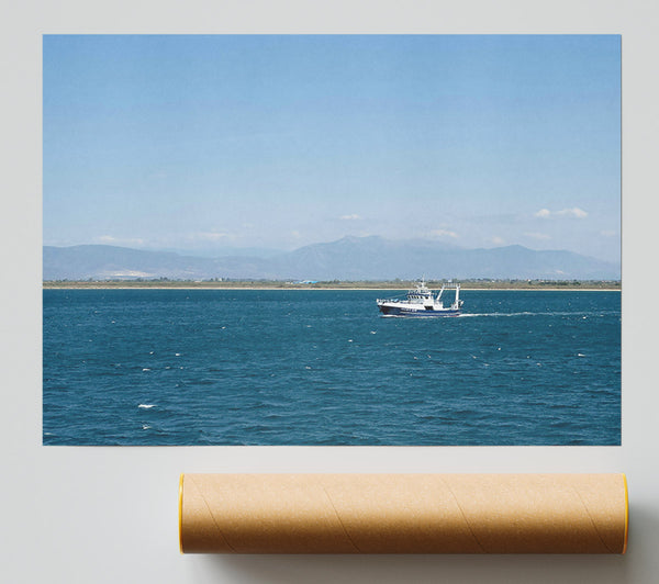 Blue Horizon Boat Giclee Print
