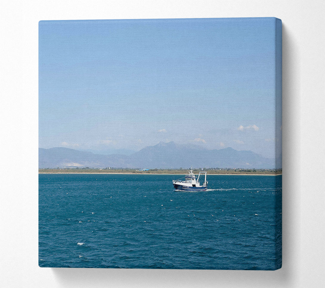  A Canvas Print of Blue Horizon Boat Canvas Print