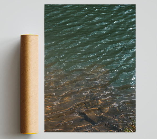 Emerald Water Ripples Poster