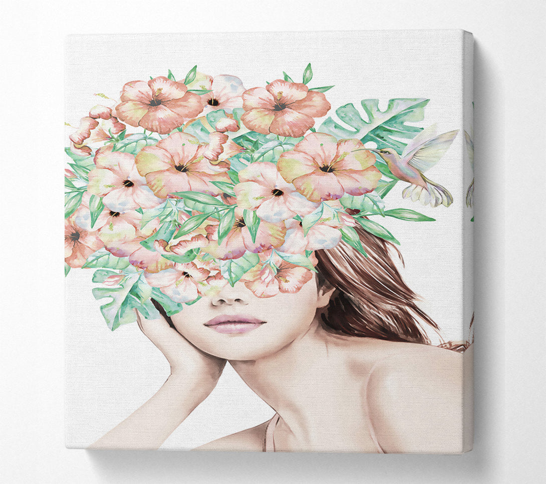  A Canvas Print of Flower Face Woman Canvas Print