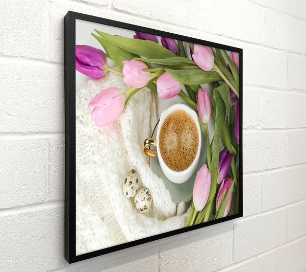 Pink Tulips And Coffee
