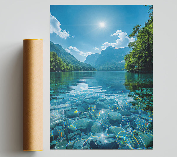 Aqua Mountain Reflections Poster
