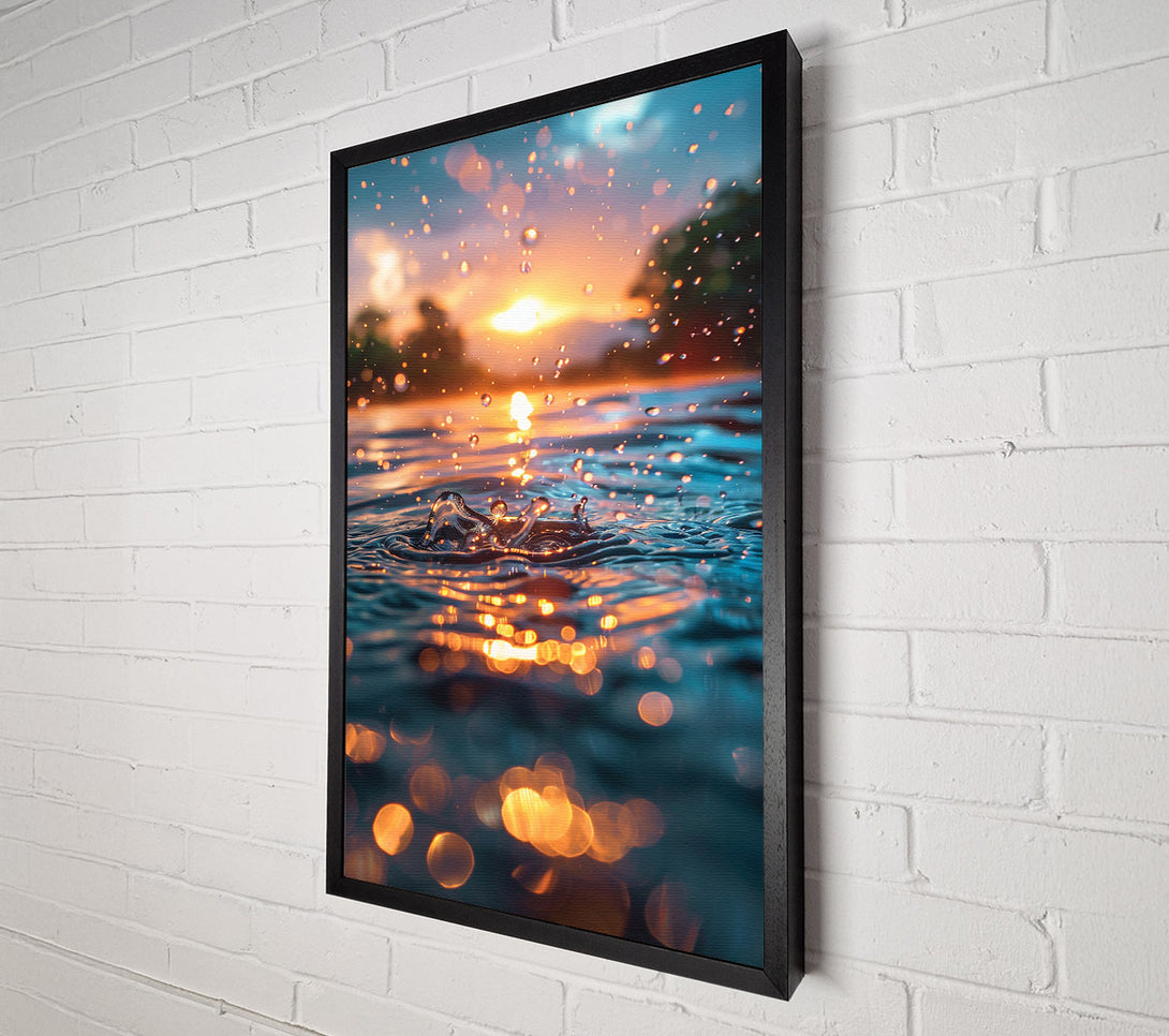  A Canvas Print of Golden Water Drop Reflection Canvas Print