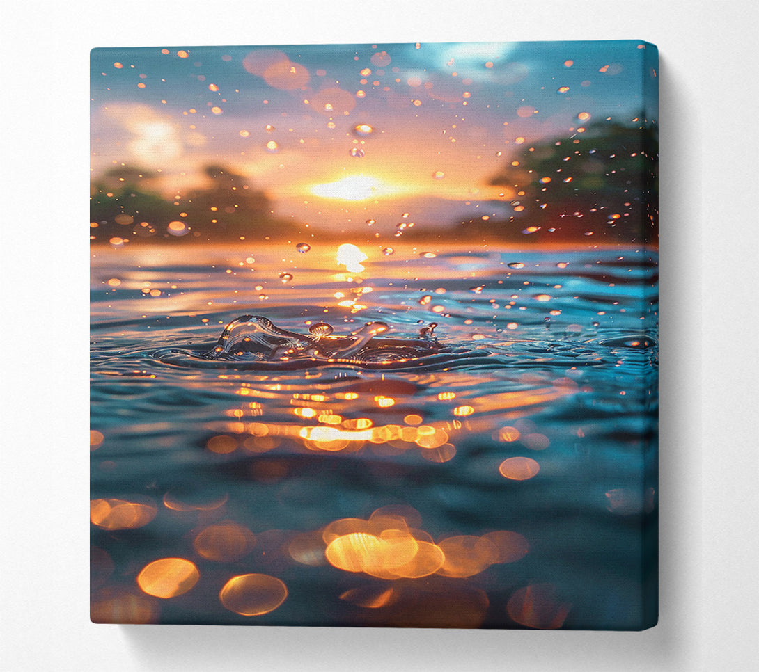  A Canvas Print of Golden Water Drop Reflection Canvas Print