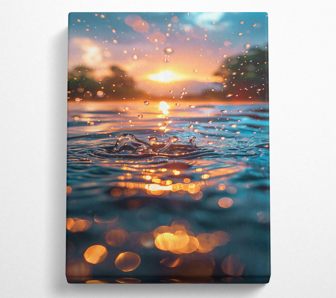  A Canvas Print of Golden Water Drop Reflection Canvas Print