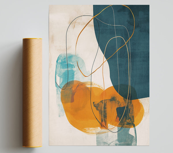 Golden Teal Abstraction Giclee Print