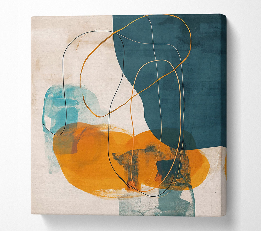  A Canvas Print of Golden Teal Abstraction Canvas Art