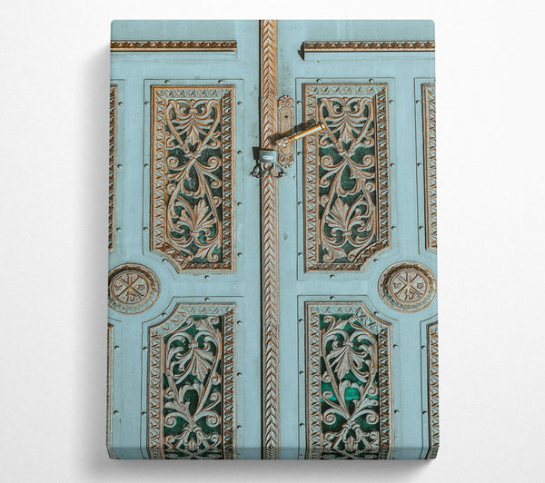  A Canvas Print of Aqua Ornate Doorway Canvas Print