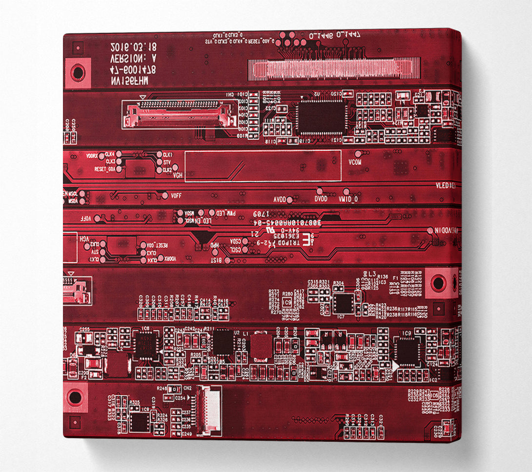  A Canvas Print of Crimson Circuitry Symphony Canvas Art