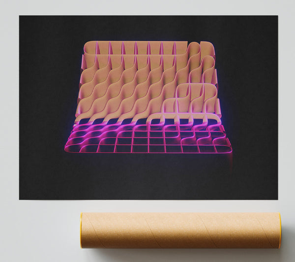 Peach Grid Glow Poster