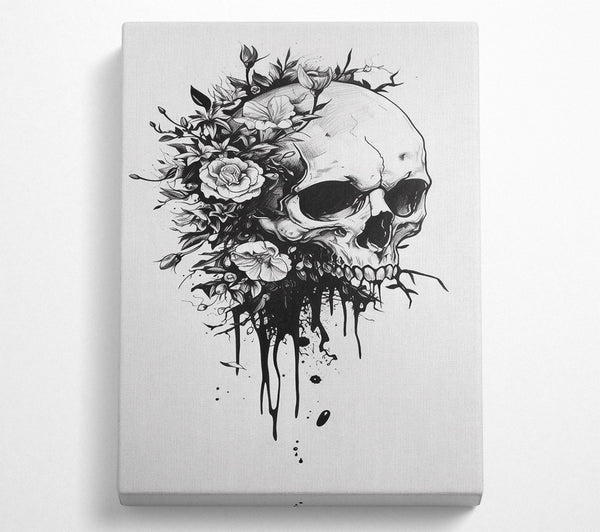  A Canvas Print of Flower Skull Canvas Wall Art
