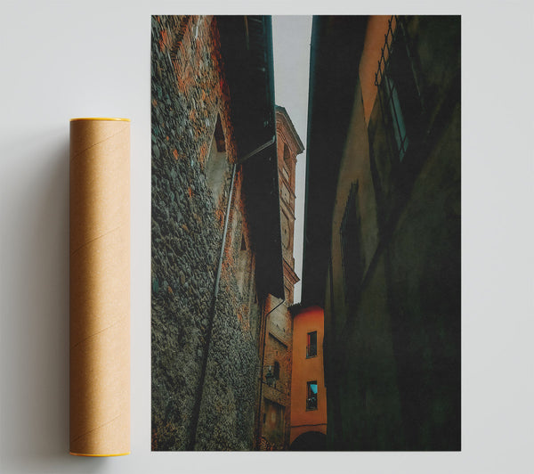 Orange Brick Alleyway Giclee Print