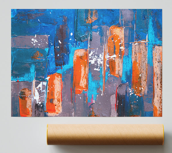 Azure Abstract Chaos Print