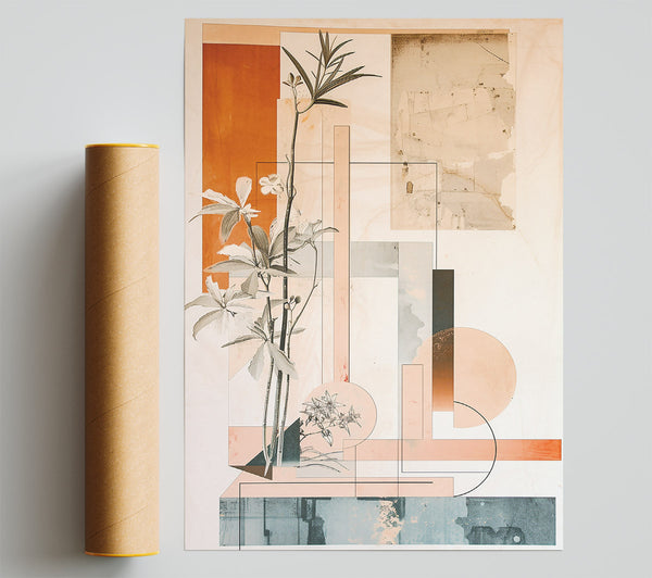 Peach Floral Abstract Giclee Print