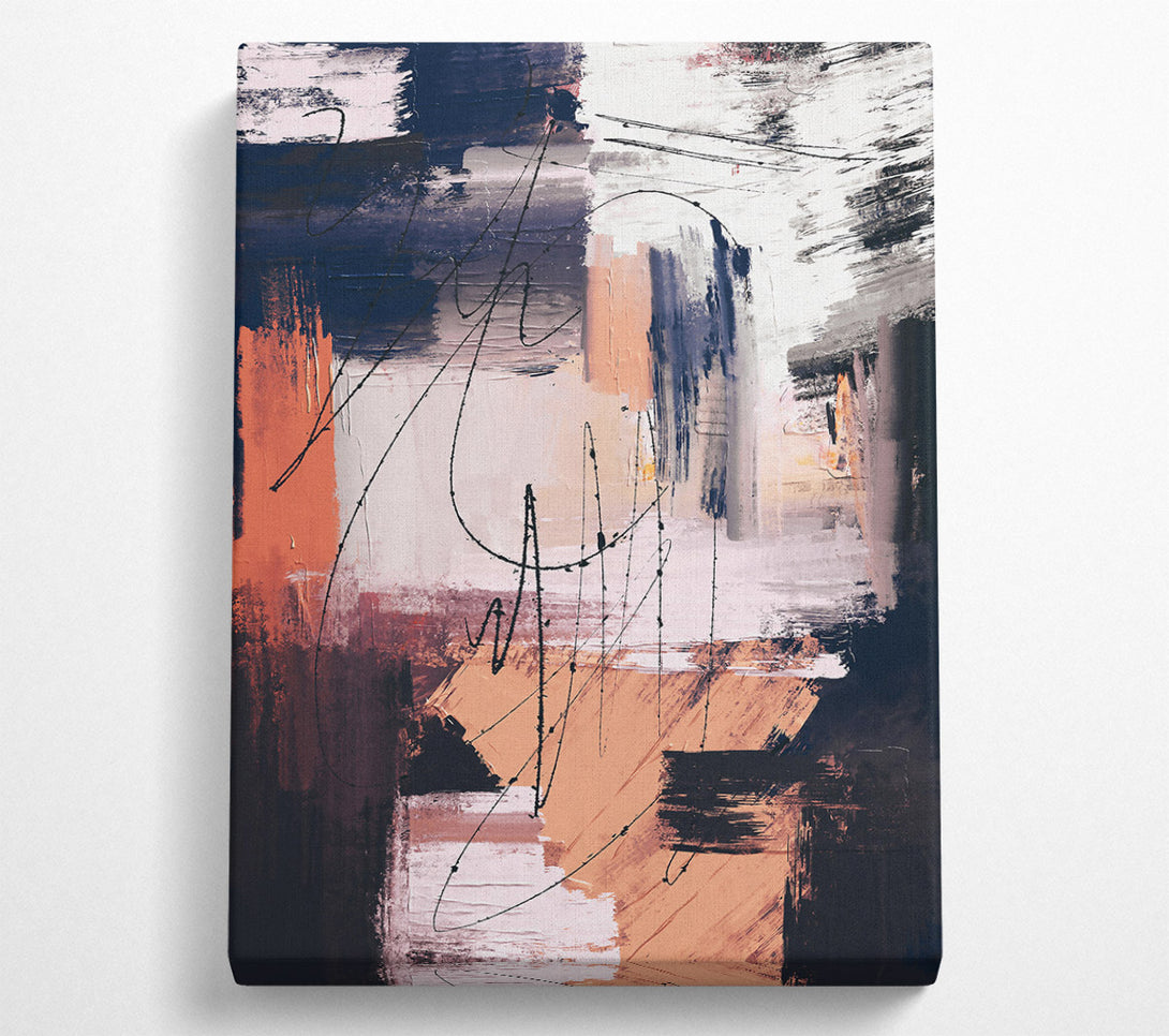  A Canvas Print of Peach Abstract Lines Canvas Wall Art