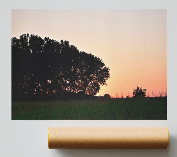 Silhouettes In Pink Sky Giclee Print