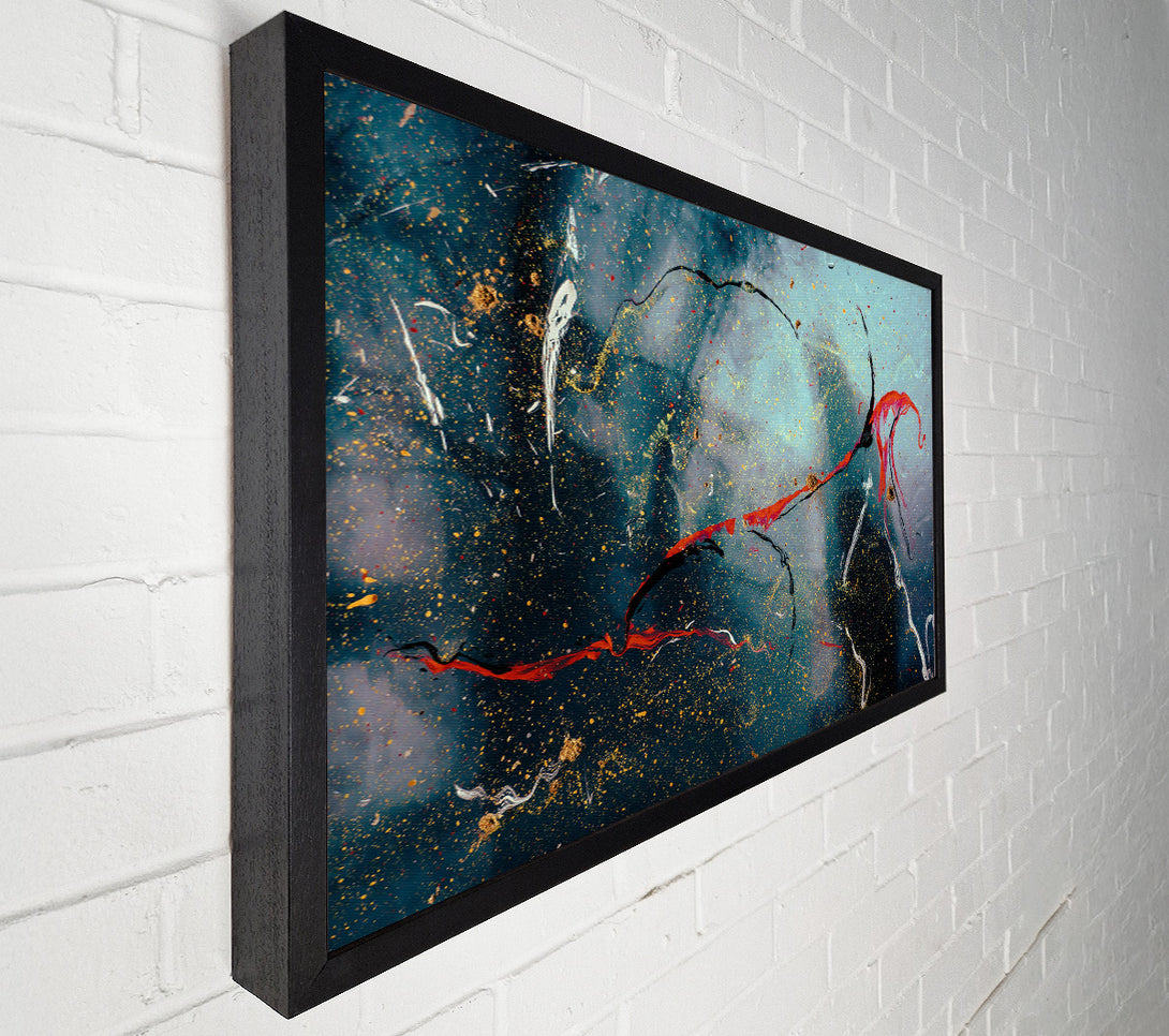  A Canvas Print of Teal Splashes Of Gold Canvas Wall Art