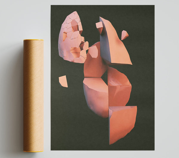 Coral Shattered Form Poster