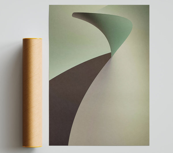 Green Curved Abstract Giclee Print