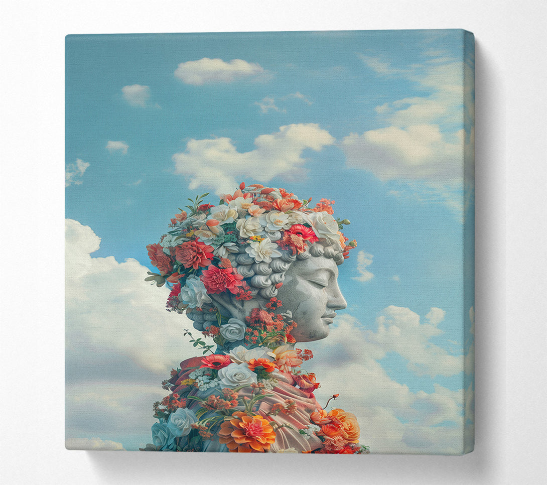  A Canvas Print of Flowers On Buddha Canvas Wall Art