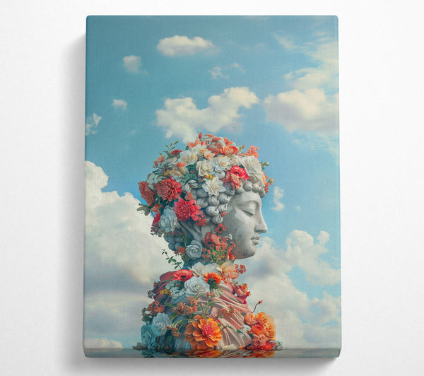  A Canvas Print of Flowers On Buddha Canvas Wall Art
