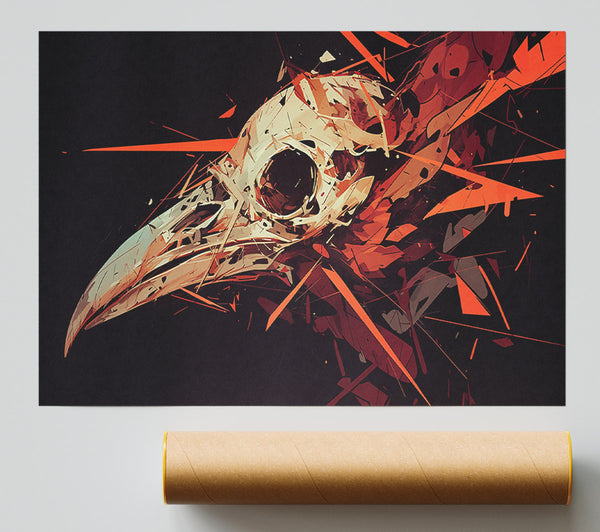 Crimson Raven Skull Poster