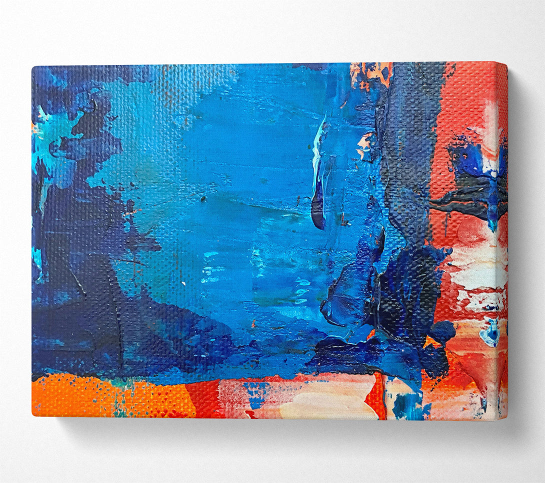 A Canvas Print of Azure Abstract Strokes Canvas Wall Art
