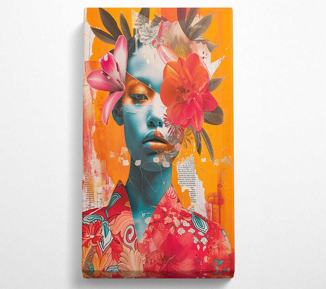  A Canvas Print of Flowers Oriental Woman Canvas Art