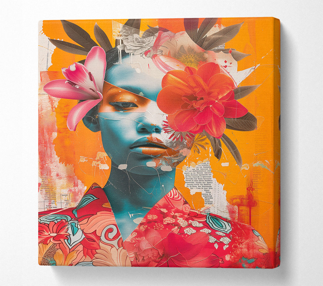  A Canvas Print of Flowers Oriental Woman Canvas Art