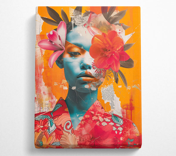  A Canvas Print of Flowers Oriental Woman Canvas Art