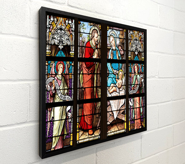 Red Stained Glass Nativity