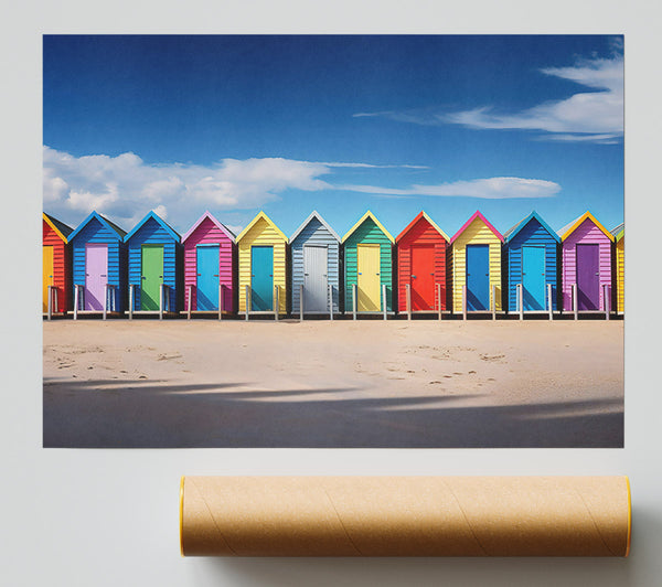Blue Beach Cabins Print