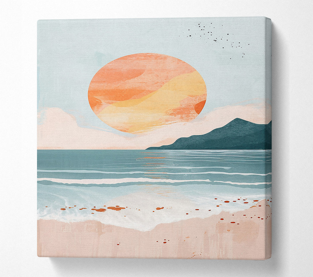  A Canvas Print of Sunset Over Peach Sand Canvas Art