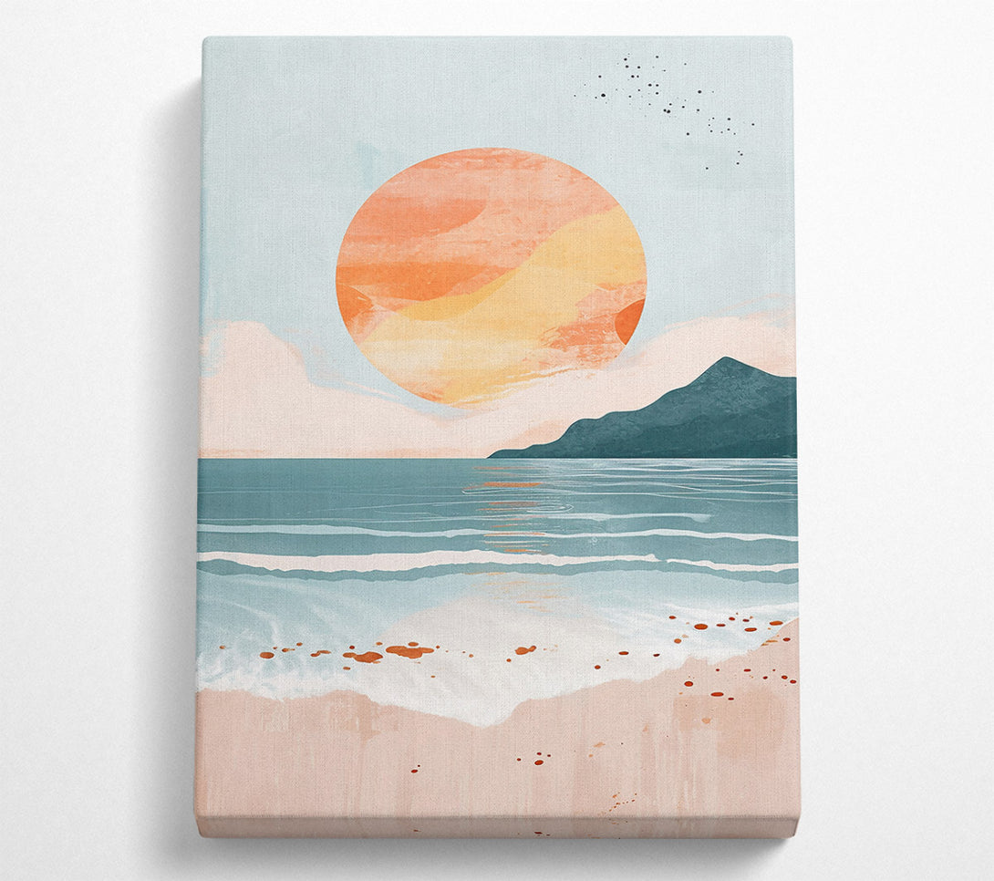 A Canvas Print of Sunset Over Peach Sand Canvas Art