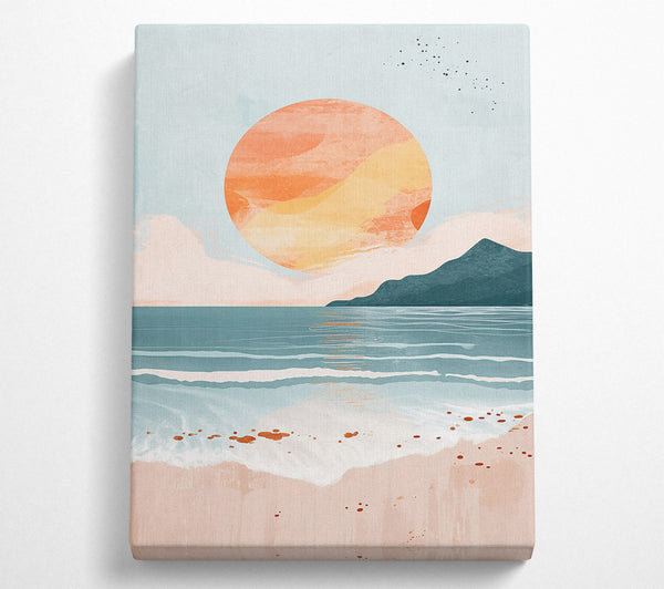  A Canvas Print of Sunset Over Peach Sand Canvas Art