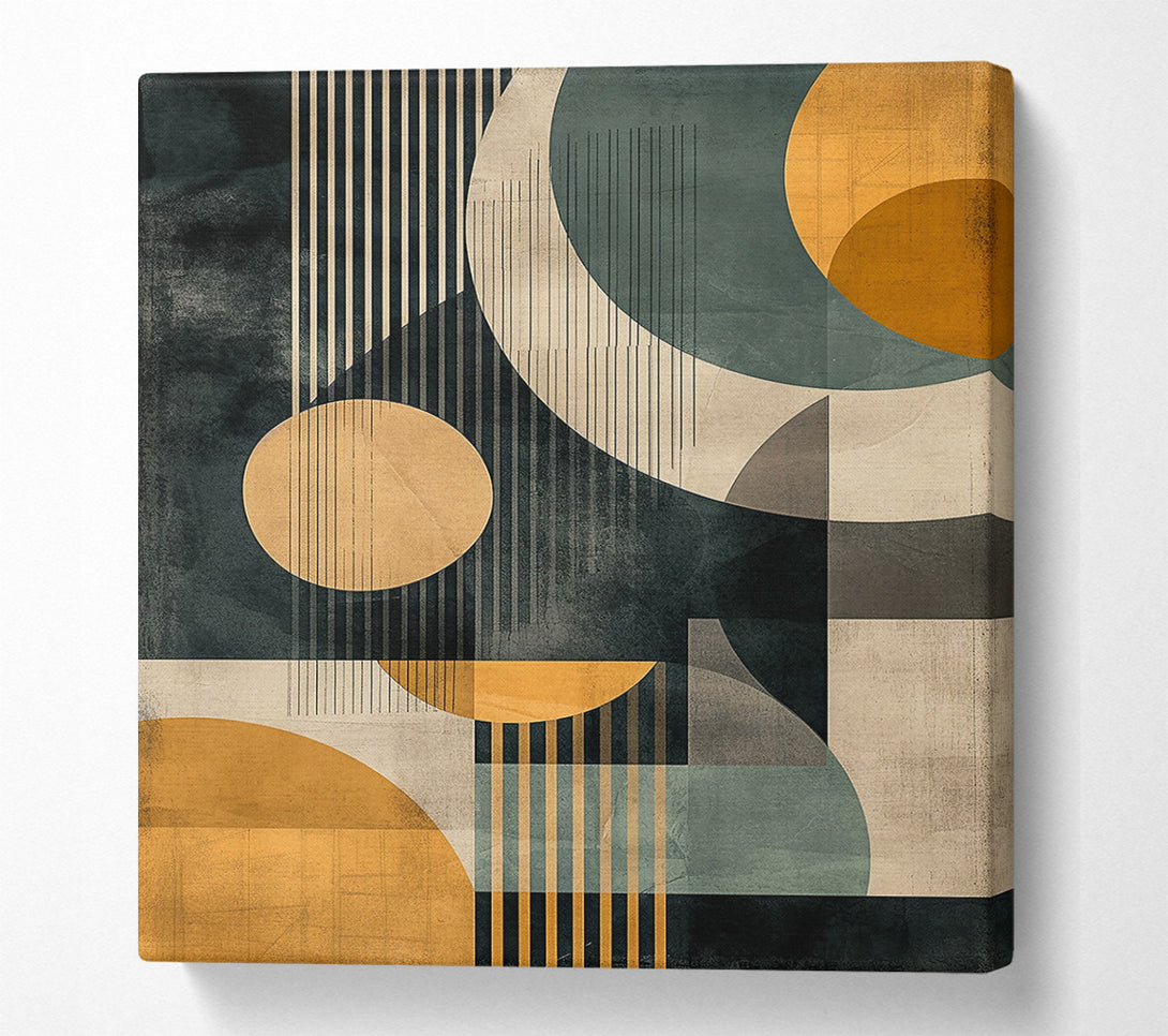  A Canvas Print of Golden Geometric Abstract Canvas Art