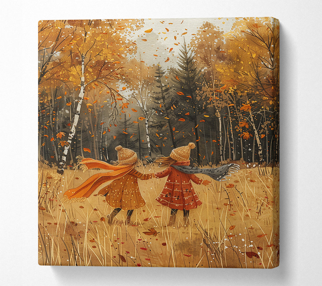  A Canvas Print of Golden Autumn Friendships Canvas Art