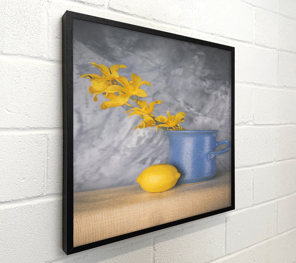 Blue Vase Yellow Flowers