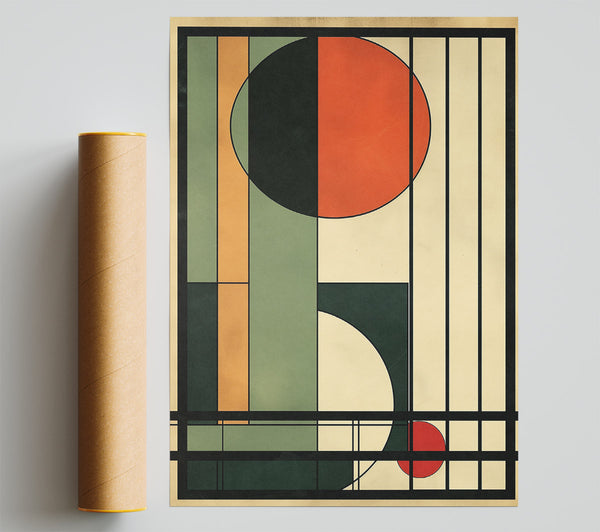 Orange And Green Geometry Print