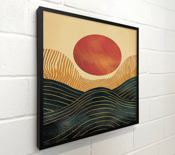 Crimson Sunset Waves