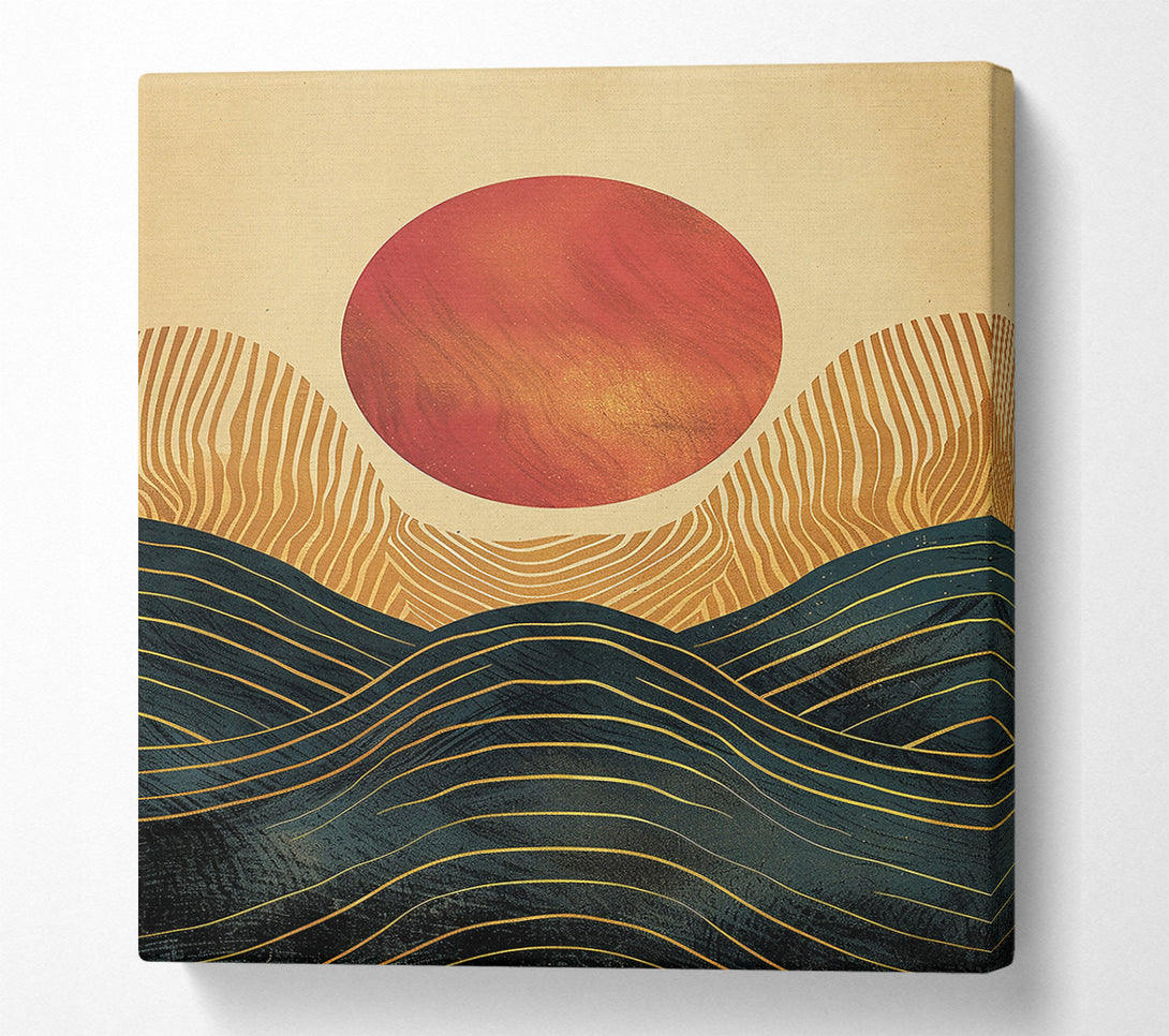  A Canvas Print of Crimson Sunset Waves Canvas Print