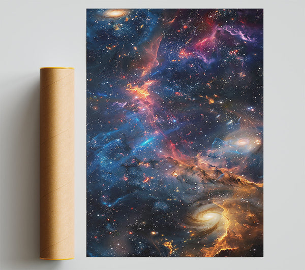 Orange Cosmic Nebula Giclee Print