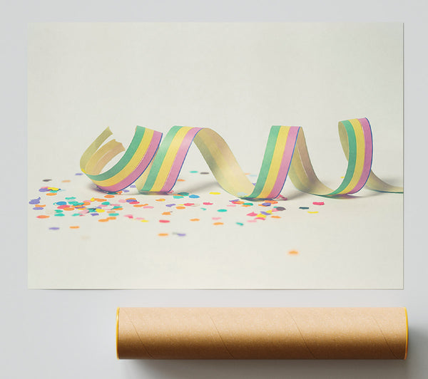 Yellow Confetti Streamer Giclee Print
